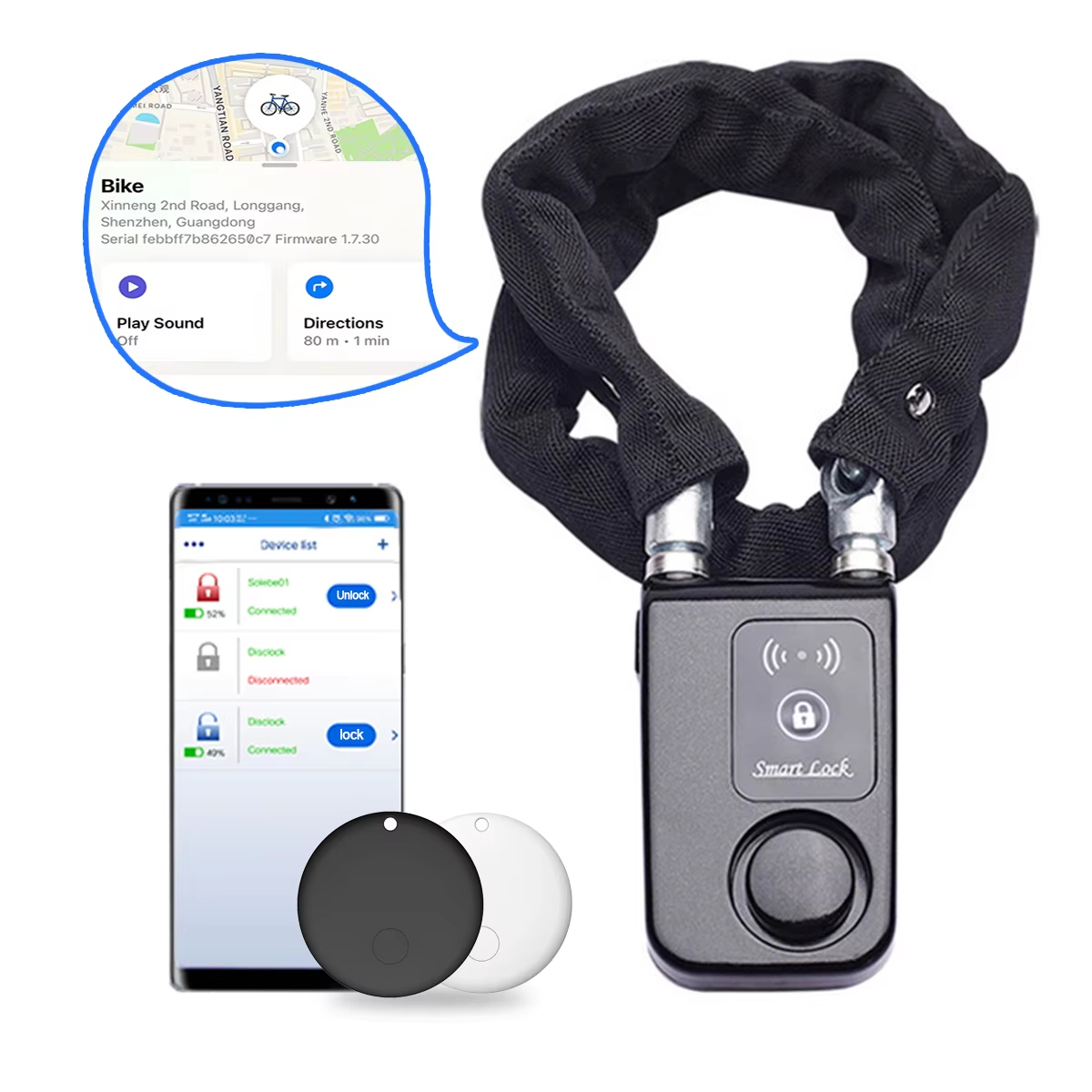 110dB Alarm Bike Chain Lock wi - đánh giá và giá Commuter Bike Lock